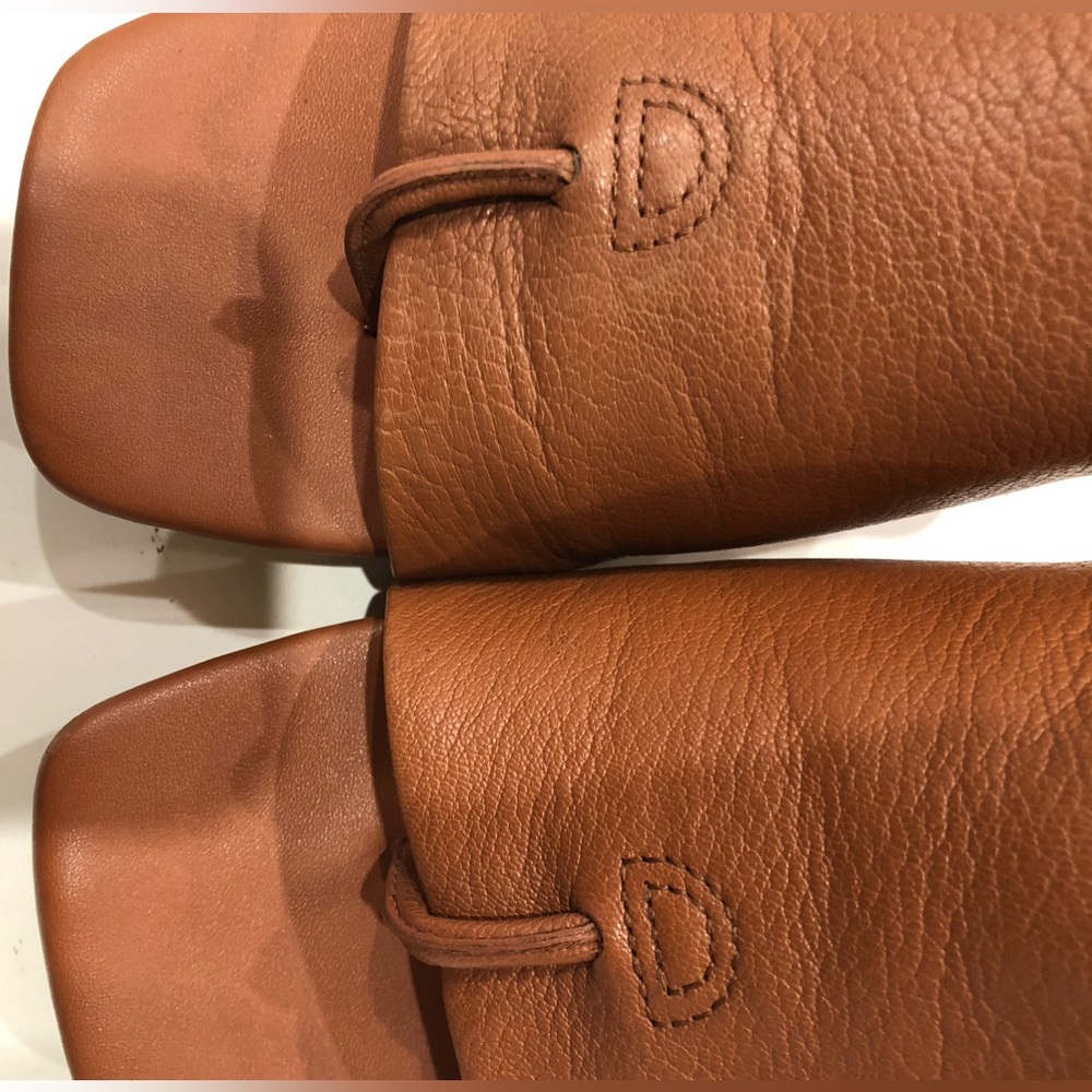 Tan Leather Slide Sandals, Size 7.5